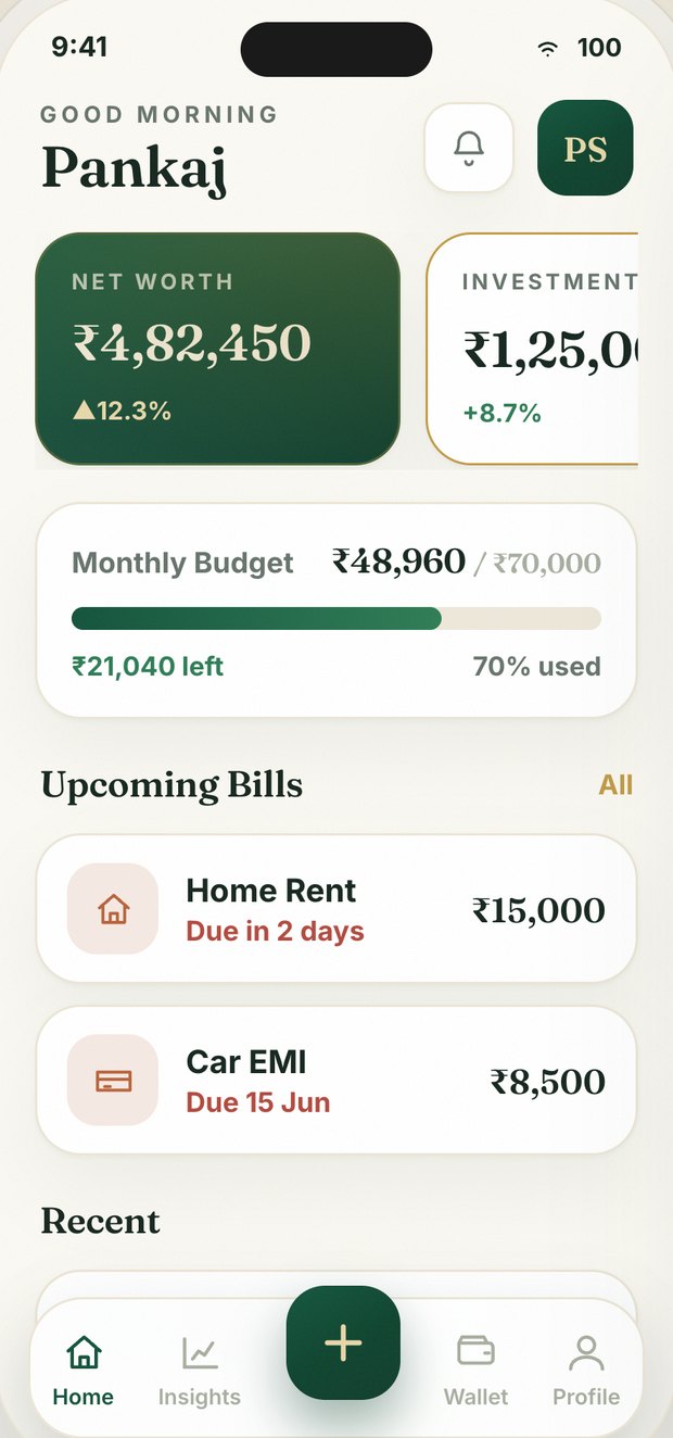 HomeKhata home — monthly budget and upcoming bills